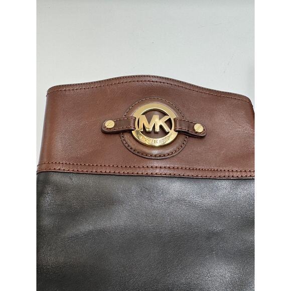 Michael Kors · 7M · Tall Riding Boots · Genuine Leather · Black/Brown · Gold MK - Picture 6 of 13